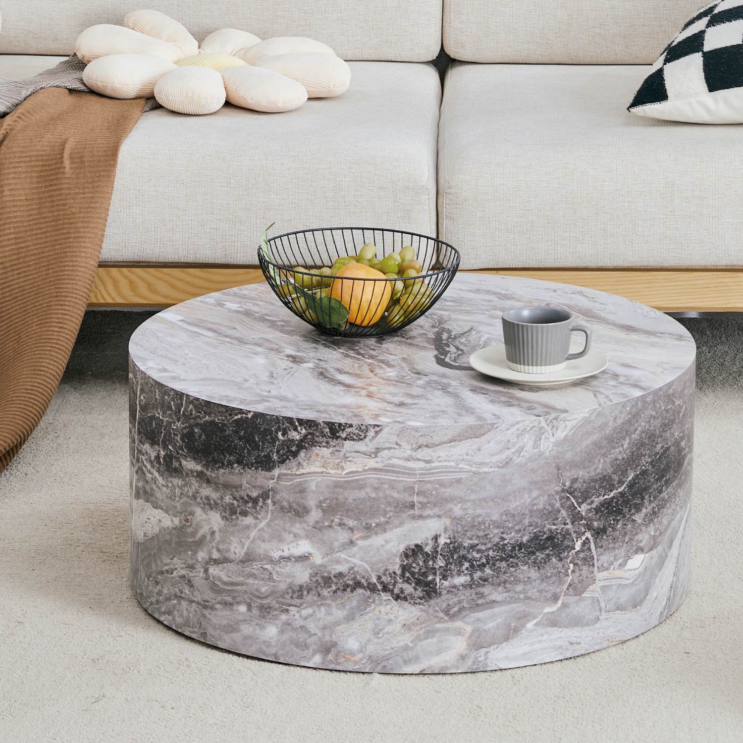Ivy Bronx 27.5" Faux Marble Round Coffee Table | Wayfair